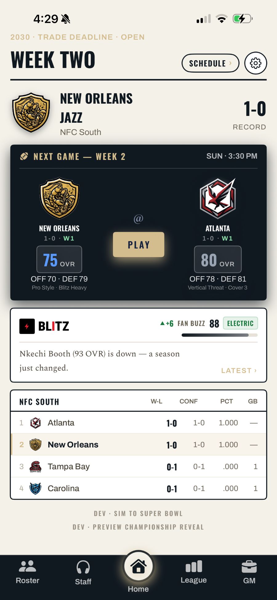 Week results